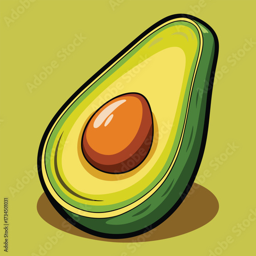 cut avocado on a white background stock illustration