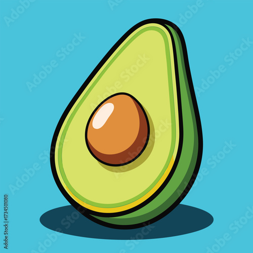 cut avocado on a white background stock illustration