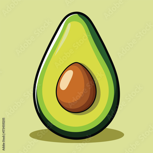cut avocado on a white background stock illustration