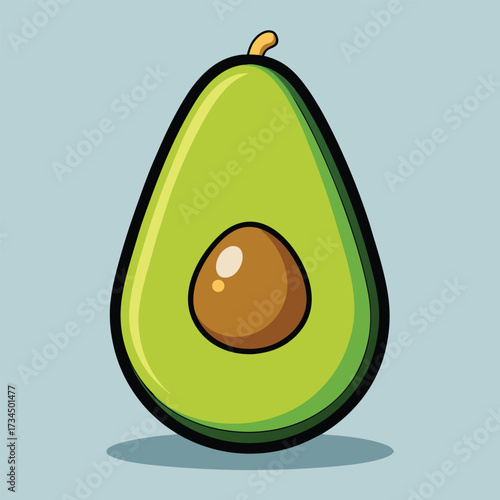 cut avocado on a white background stock illustration