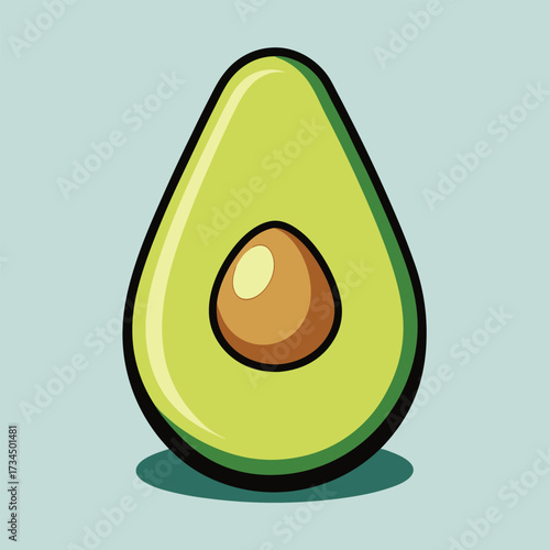 cut avocado on a white background stock illustration