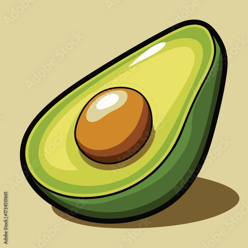 cut avocado on a white background stock illustration