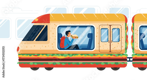 Creative sandwich train illustration transporting culinary delights for hungry travelers