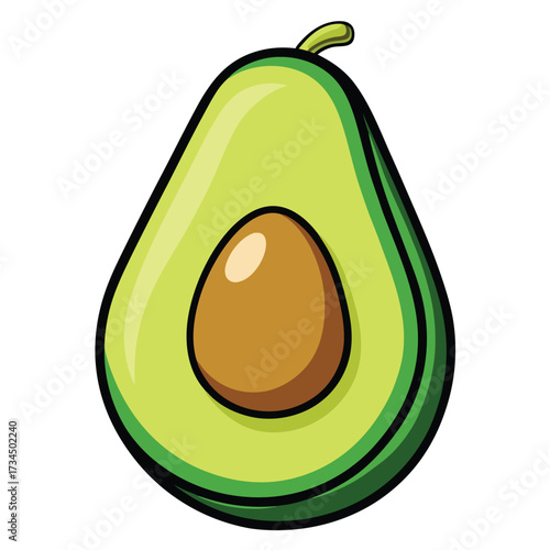 cut avocado on a white background stock illustration