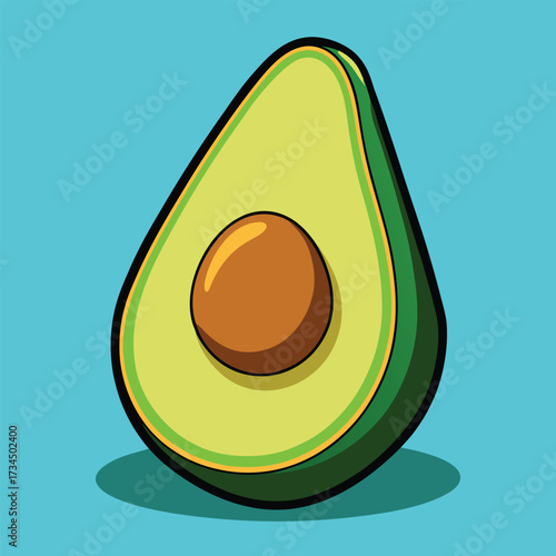 cut avocado on a white background stock illustration