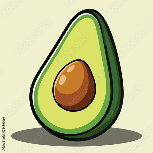 cut avocado on a white background stock illustration