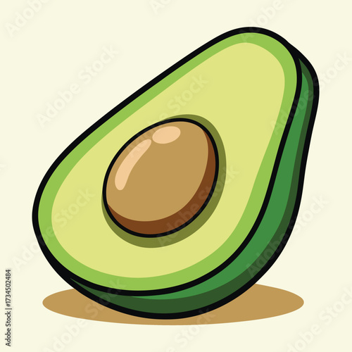 cut avocado on a white background stock illustration
