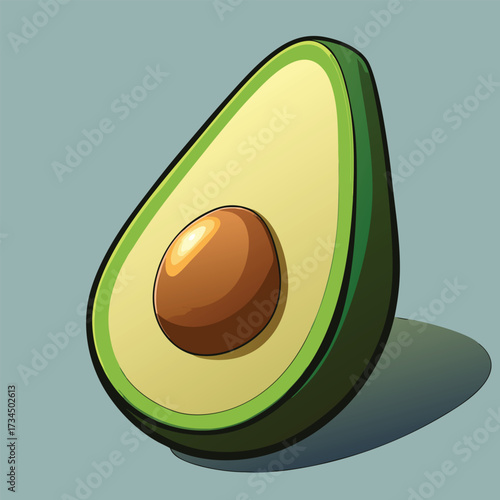 cut avocado on a white background stock illustration