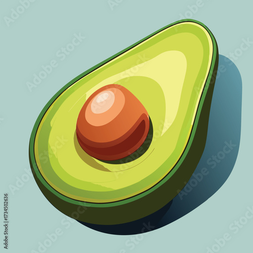 cut avocado on a white background stock illustration