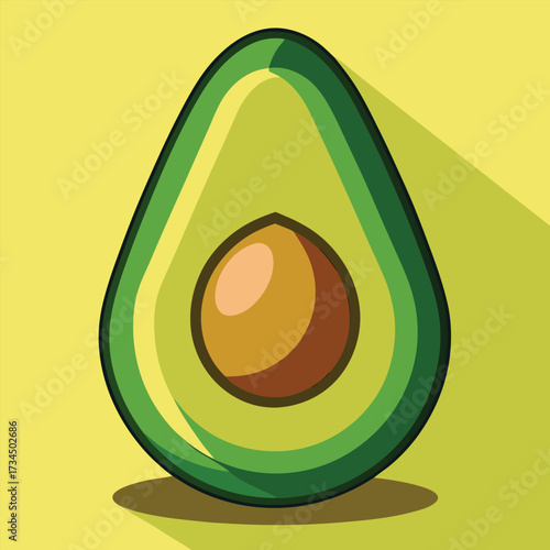 cut avocado on a white background stock illustration