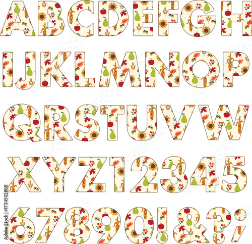 Autumn Thanksgiving Pattern Alphabet