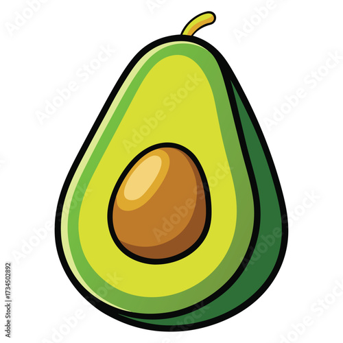 cut avocado on a white background stock illustration