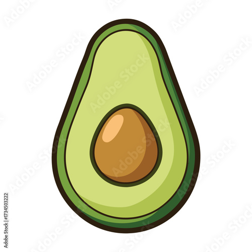Avocado isolated on white stock Vector illustration