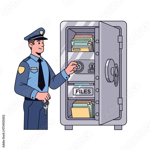 Security Guard Protecting Classified Documents in a Secure Safe with Confidential Information