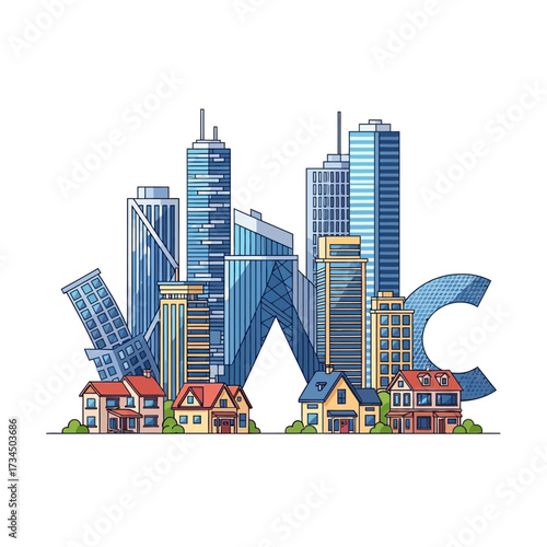 Urban Development and Real Estate Landscape Illustration