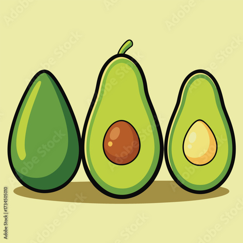 Avocado isolated on white stock Vector illustration