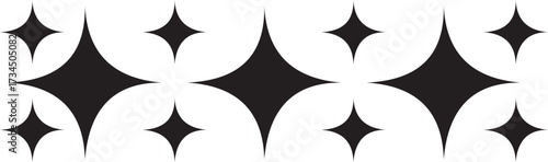 sparkle star icon set. simple star burst symbol. Set of Y2K bling retro elements and abstract brutalism shapes