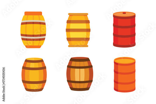 Barrel Vector Illustration Set