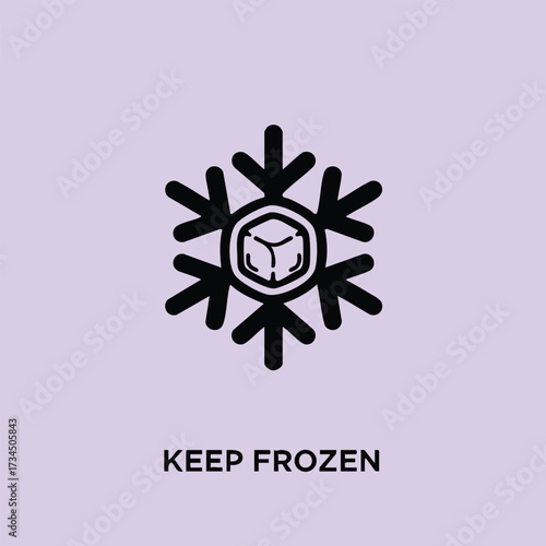 Stylized snowflake with a central cube and the phrase 'KEEP ' beneath, symbolizing cold storage or freezing concepts