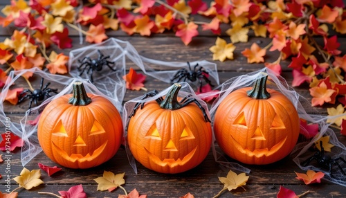 Illuminated Jackolanterns with Halloween Decorations