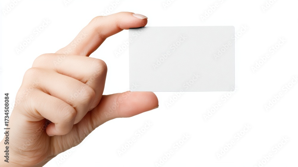 Obraz premium Hand Holding Blank Rectangular Object White Background