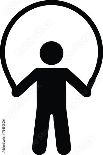 vector silhouette icon of skipping rope