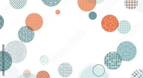 A gentle scattering of abstract patterned circles on a white background.