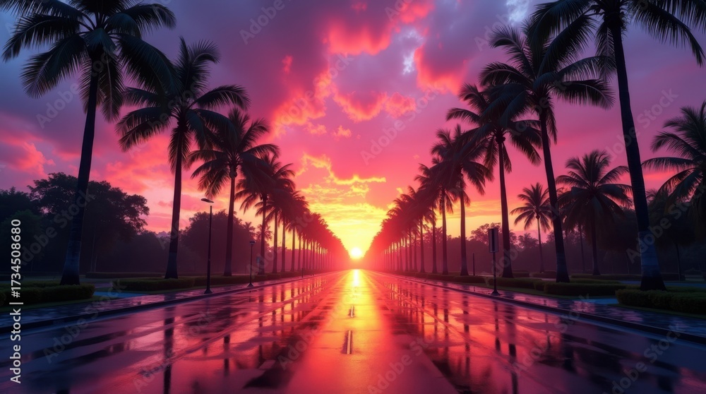 Obraz premium Sunset dreams ignite horizons, painting skies with endless wonder