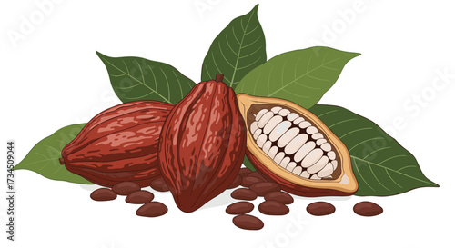The natural abundance of ripe cacao pods and their precious beans showcasing the origin of delicious chocolate treats.