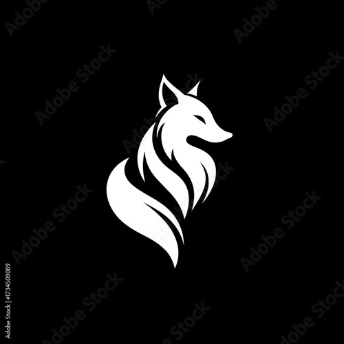 Minimalist fox design, striking contrast, simple lines and elegant design elements