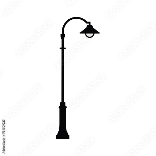 Old Fashioned Street Lamp Post Silhouette Keywords: street, lamp, post, silhouette, vintage, retro