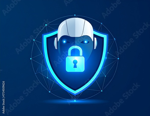 robot face with lock shield