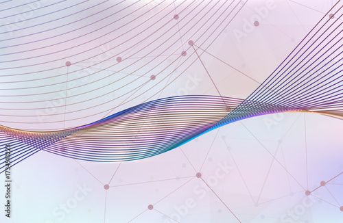 Vector connections of lines and dots.
Technology banner template. Graphic abstract background communication. Minimal array with compounds lines and dots. Digital data visualization.