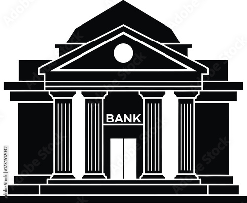 Classic bank building with columns and pediment
