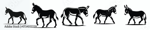 black and white silhouette vector of a donkey