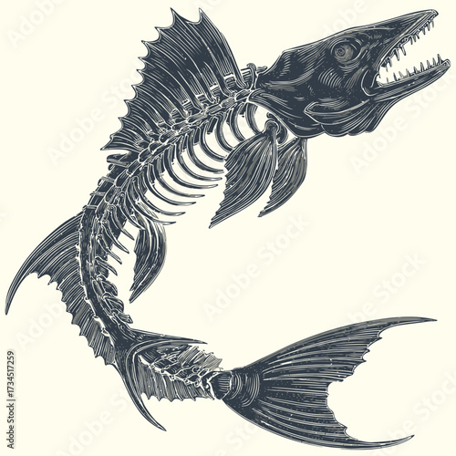 Skeletal Fish Floating