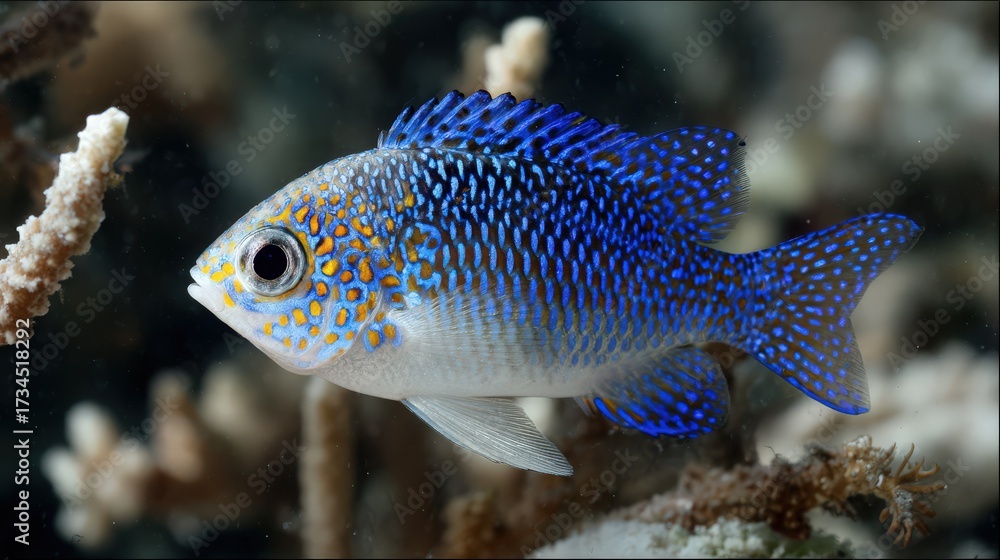 Obraz premium vibrant damselfish with electric blue