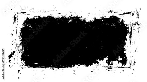 grunge rectangle template backgrounds. Vector black painted squares or rectangular shapes. Hand drawn brush strokes isolated on white