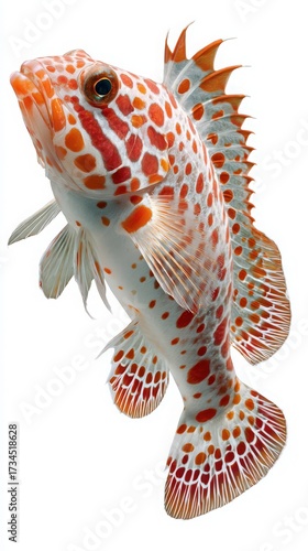 striking hawkfish with red orange spots