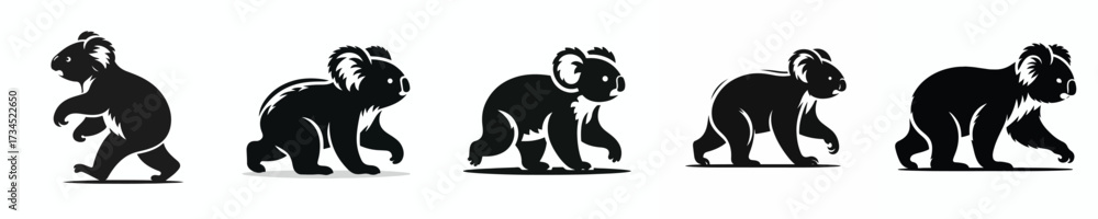 Obraz premium vector black and white silhouette of a koala