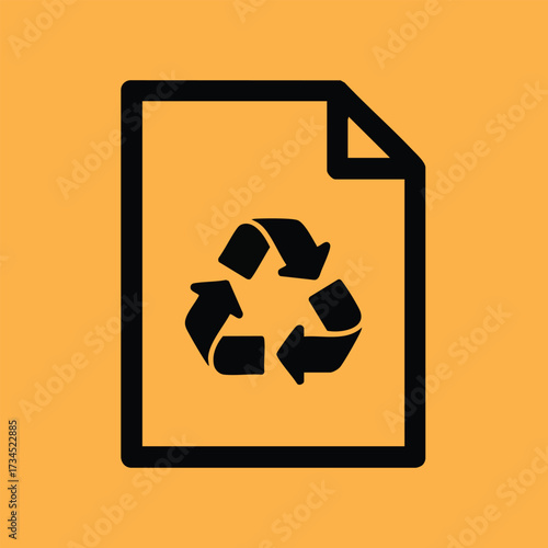 Recycling symbol on a document representing environmental sustainability and waste management practices