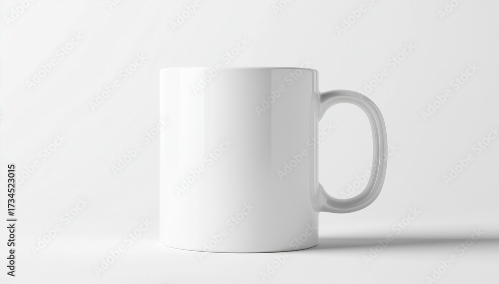 Obraz premium Clean White Ceramic Mug On White Background Perfect For Mockups, Packaging, And Advertising Purposes. Simple And Minimalistic Image.