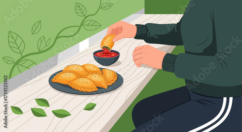 Delicious empanadas with dipping sauce a culinary experience for the senses beautifully arranged