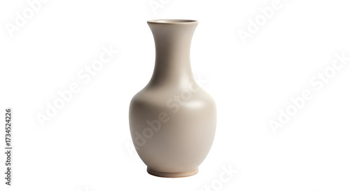 Elegant beige ceramic vase isolated on transparent background, a decorative vessel for displaying flowers, adding a touch of sophistication to any space