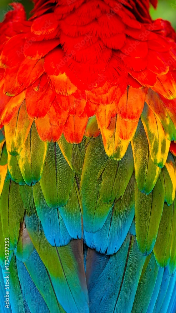 Fototapeta premium Vibrant parrot feathers close-up