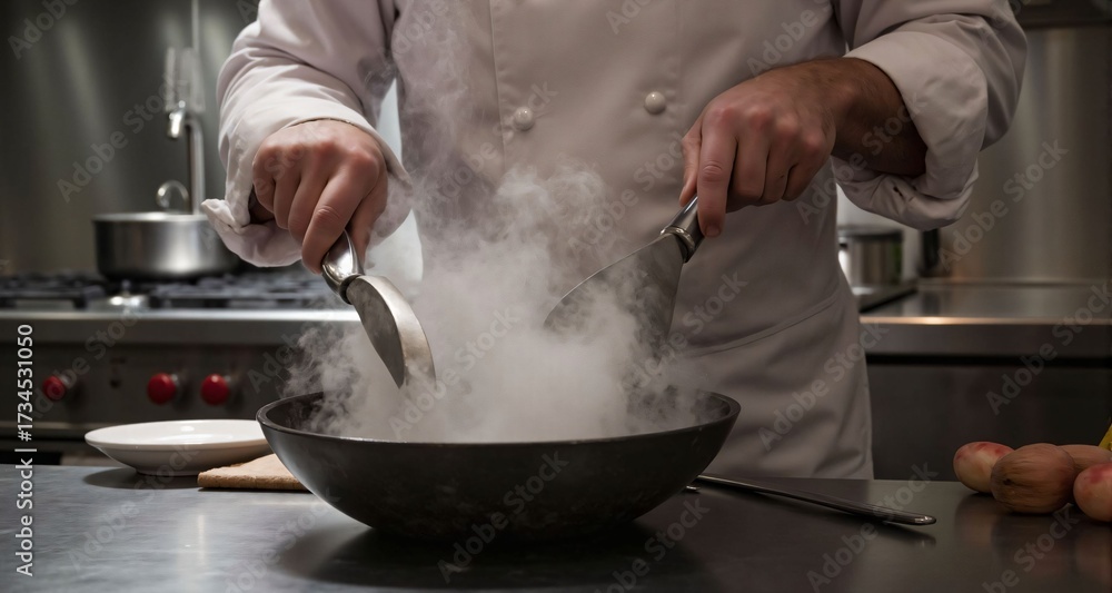 Fototapeta premium Chef cooking in a modern kitchen 3