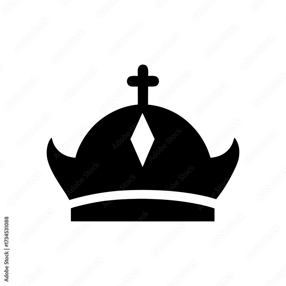 Fototapeta premium Silhouette crown with cross on top minimal royal religious concept vector design with white background