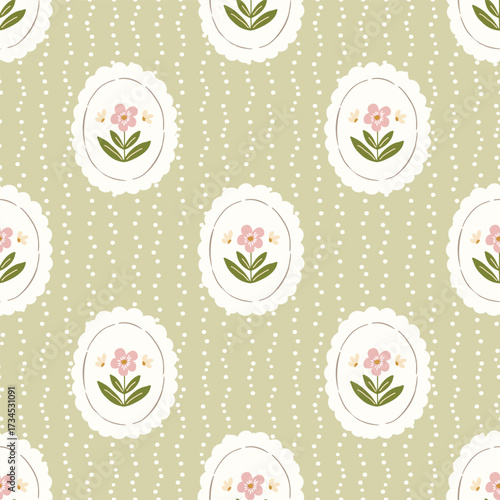 Seamless cottage vibe pattern print, autumn cozy rustic digital paper, fabric print, vector background.Countryside theme wallpaper