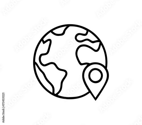 World map location pin icon. vector illustration of world map location pin icon