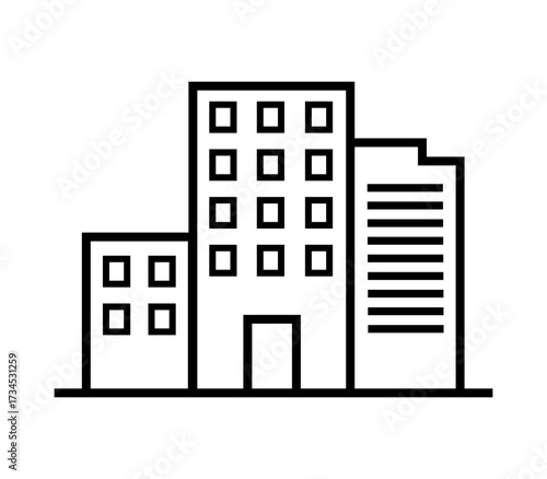 line art icon of modern office buildings. vector illustration of building